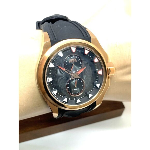 Invicta Men's Watch 38015 S1 Rally Quartz Black Dial Rose Gold Rubber Band 47mm - Picture 10 of 13